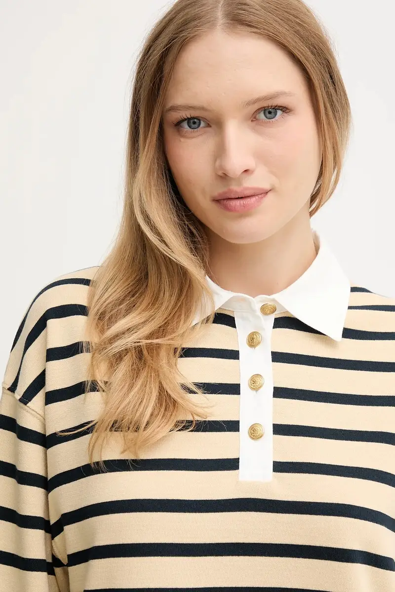 felpa in cotone donna colore beige WW0WW47457 miniatura 4