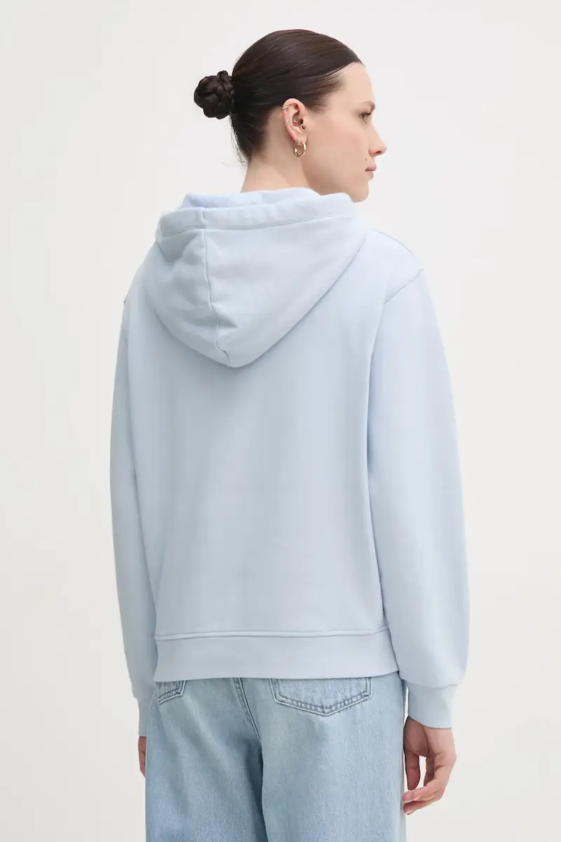 felpa in cotone donna colore blu con cappuccio WW0WW45979 miniatura 3