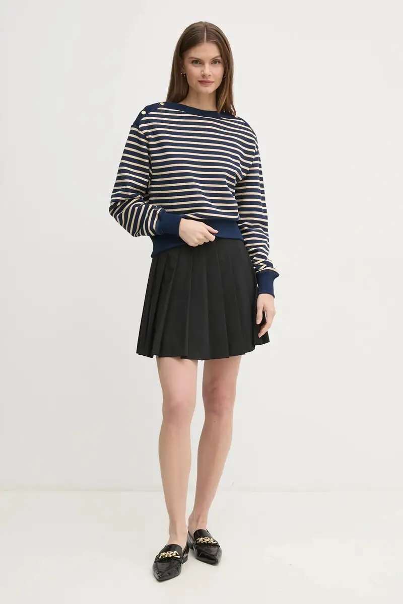 felpa in cotone donna colore blu navy WW0WW44447 miniatura 2