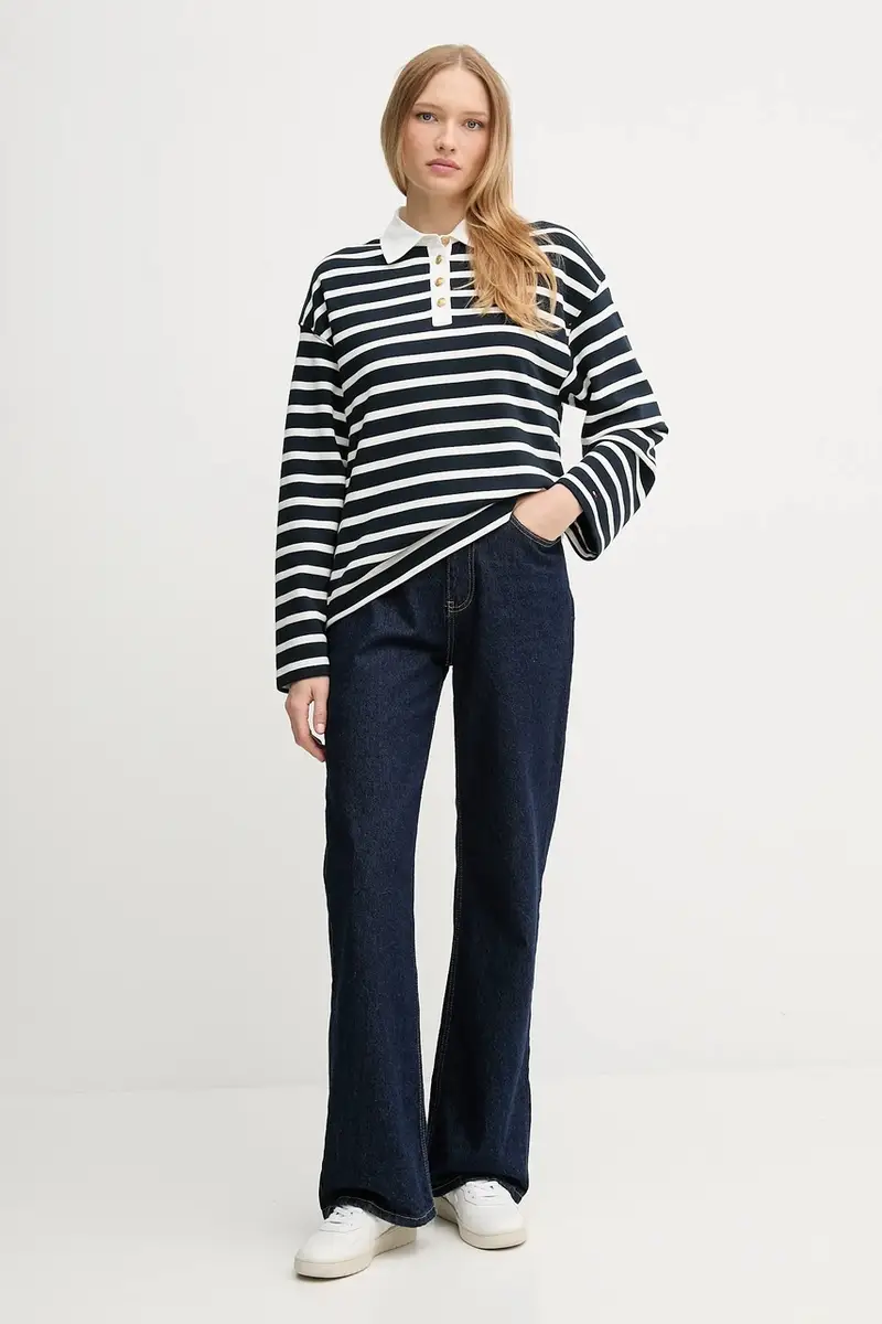 felpa in cotone donna colore blu navy WW0WW47457 miniatura 2