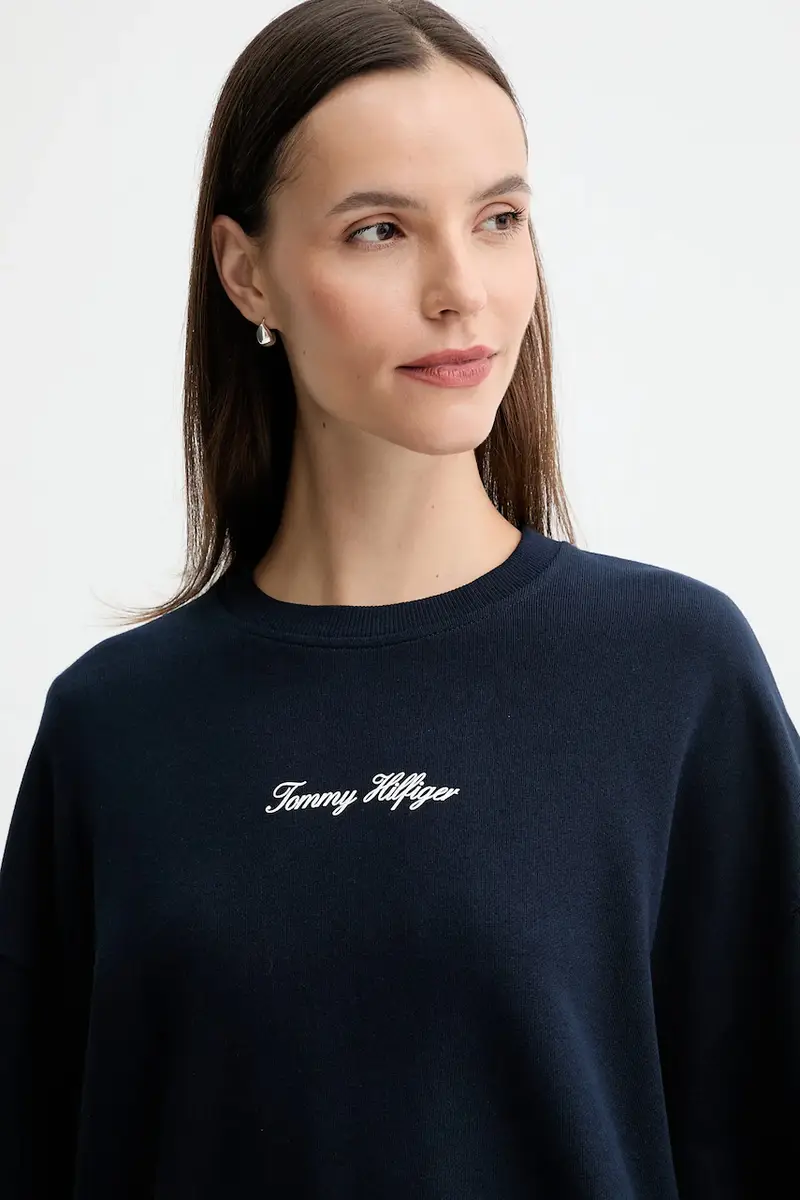 felpa in cotone donna colore blu navy WW0WW48269 miniatura 4