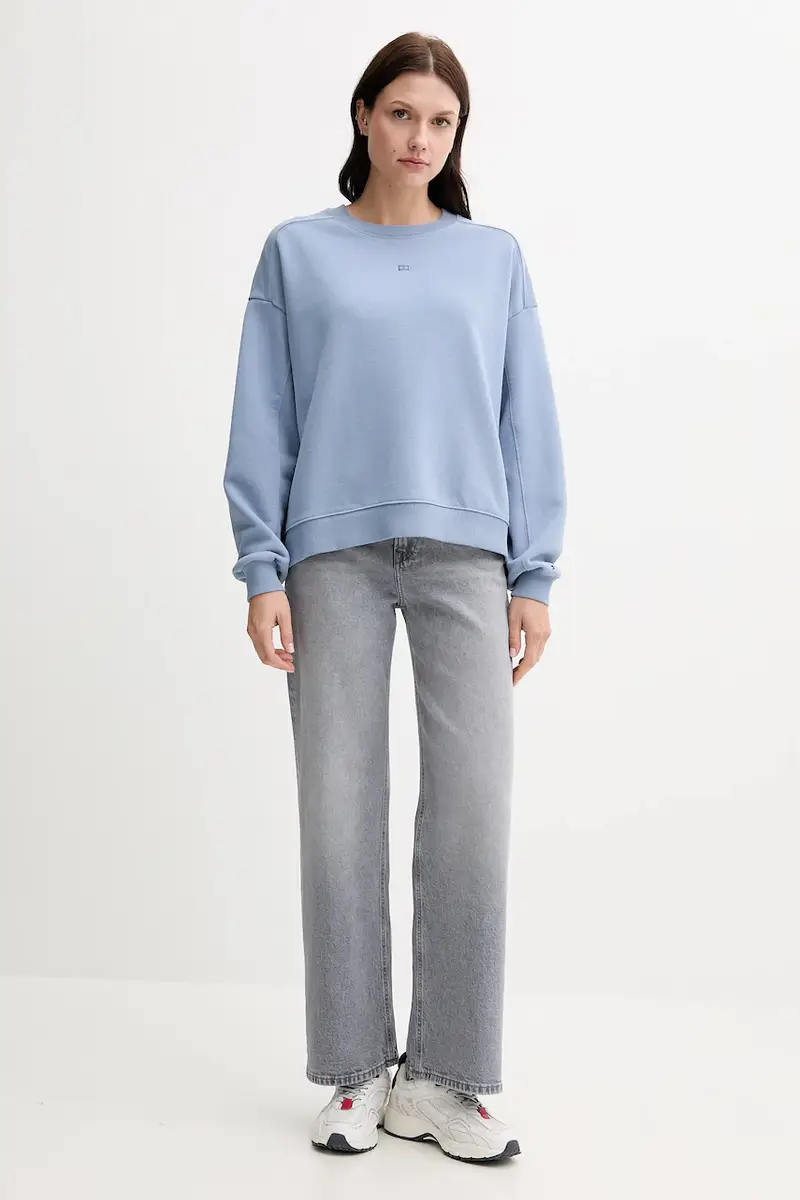 felpa in cotone donna colore blu WW0WW45754 miniatura 2