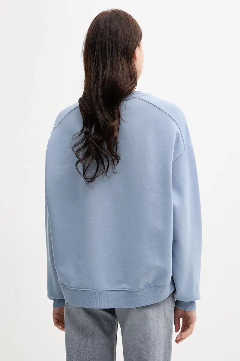 felpa in cotone donna colore blu WW0WW45754 miniatura 3