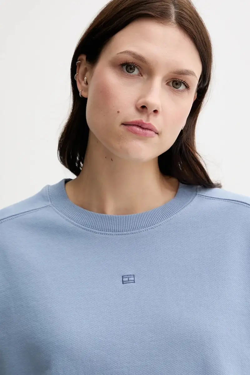 felpa in cotone donna colore blu WW0WW45754 miniatura 4