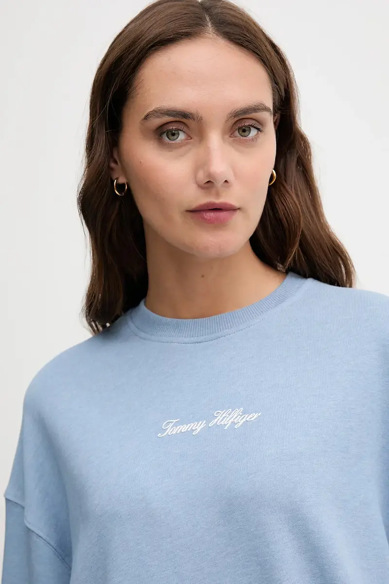 felpa in cotone donna colore blu WW0WW48269 miniatura 4