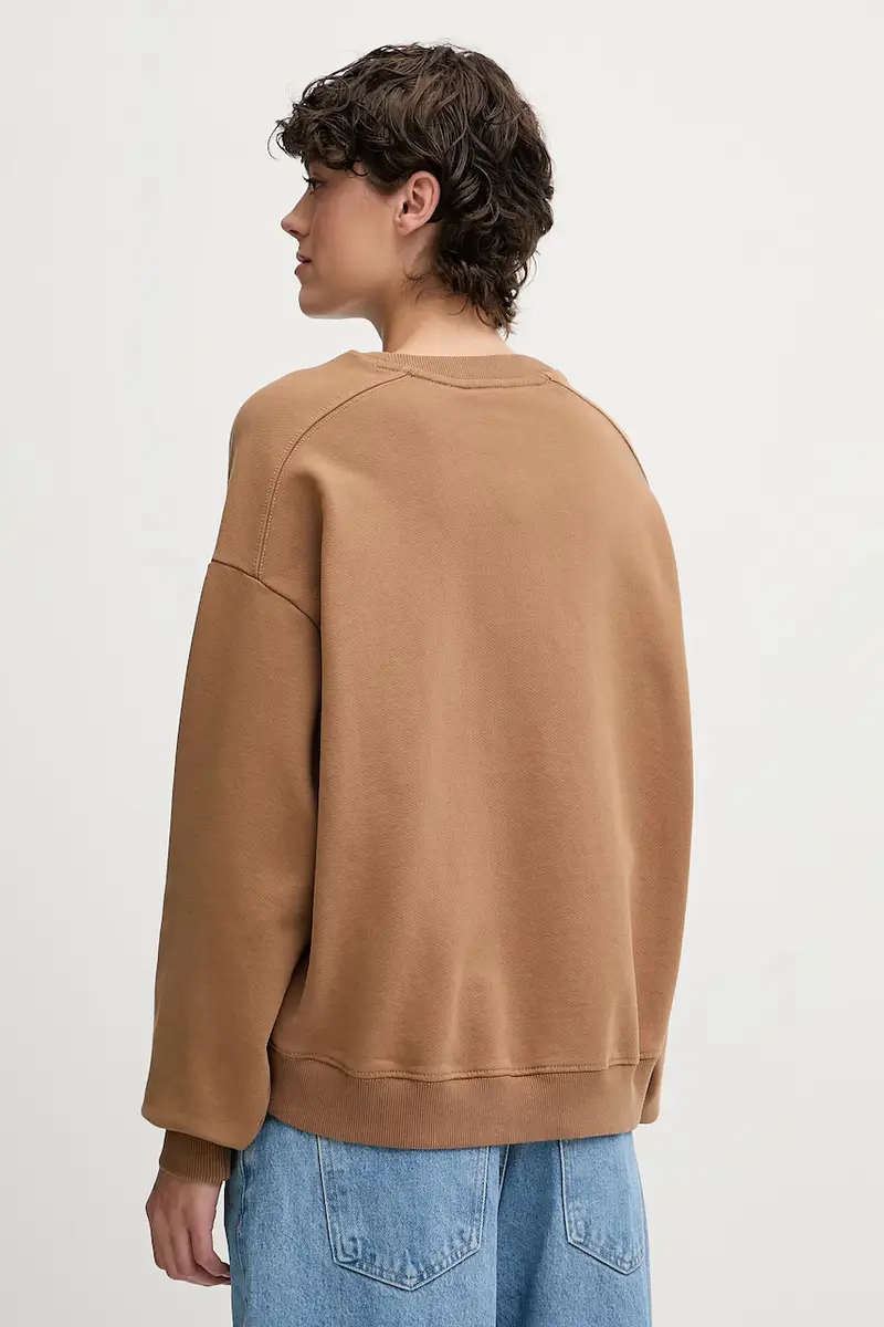 felpa in cotone donna colore marrone WW0WW45754 miniatura 2