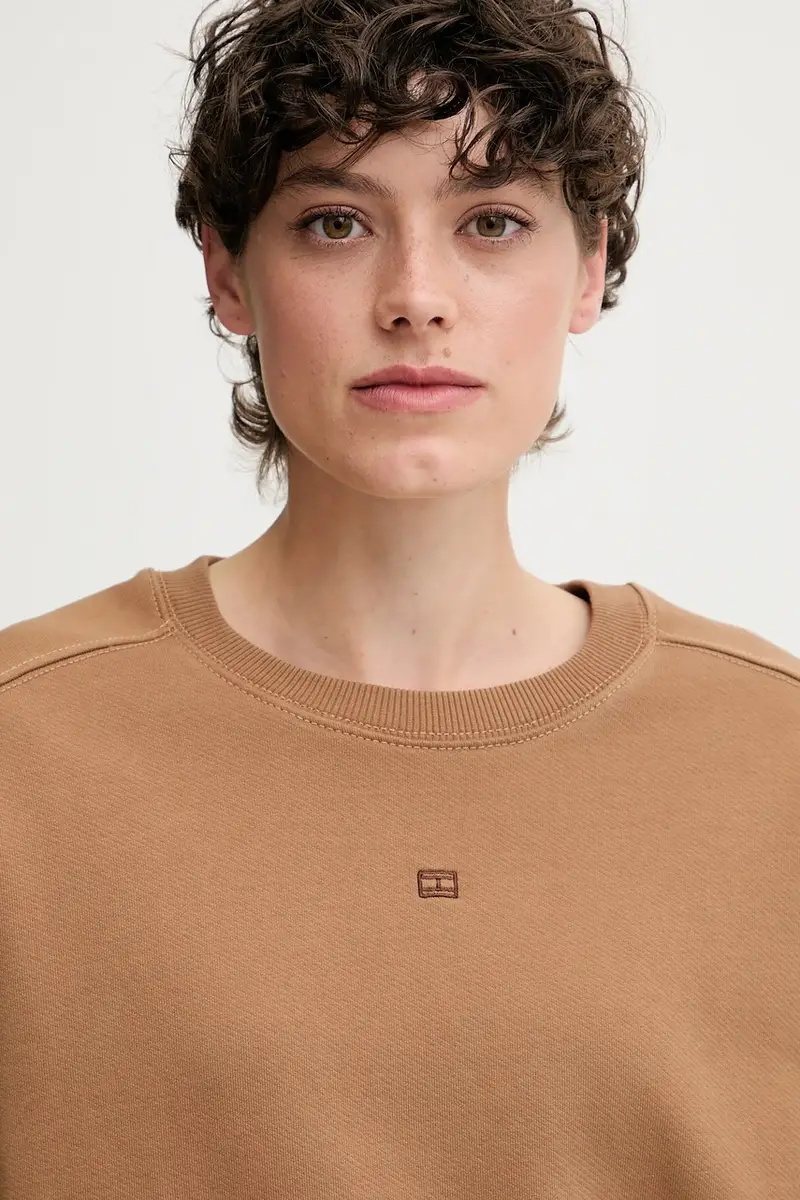 felpa in cotone donna colore marrone WW0WW45754 miniatura 3