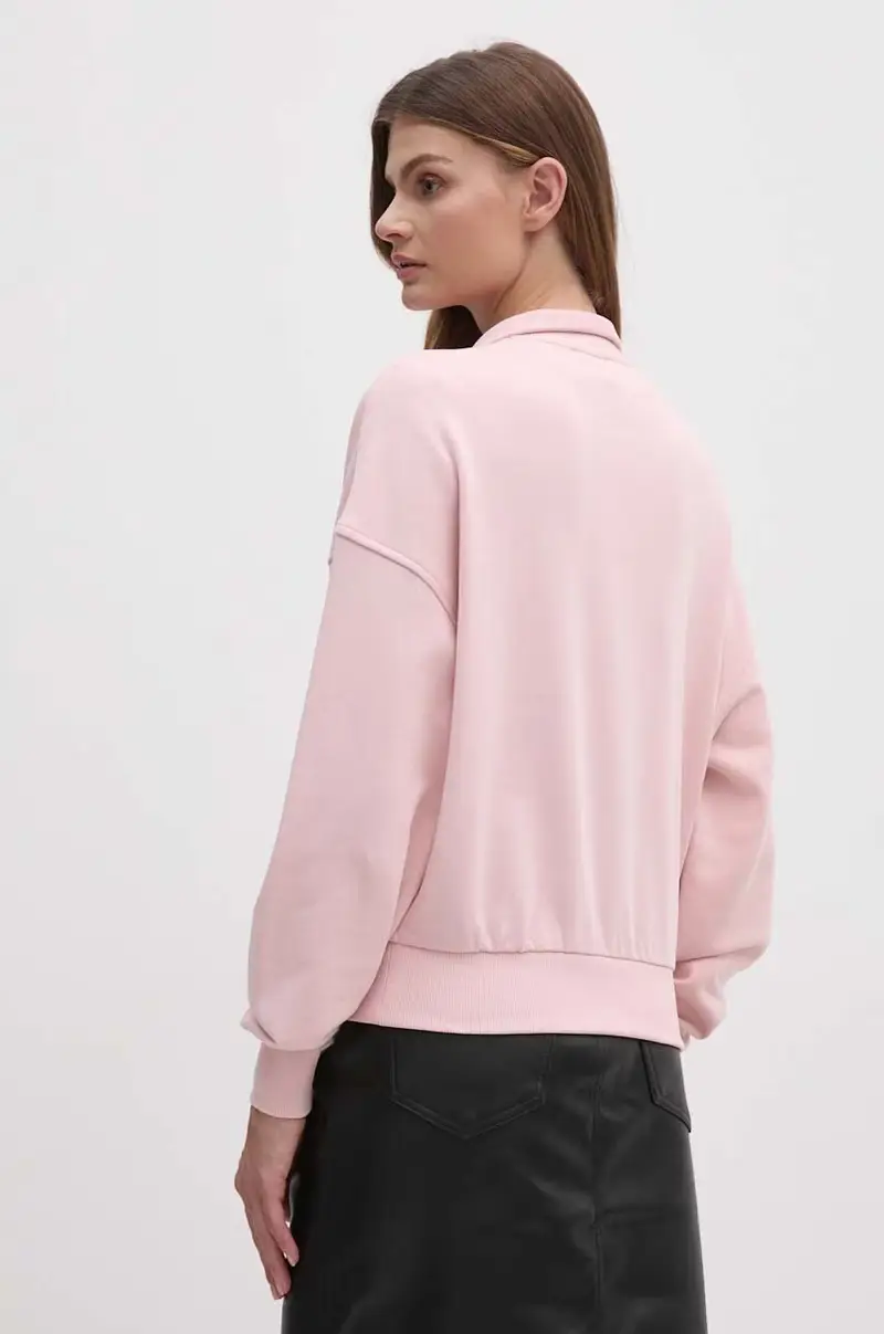 felpa in cotone donna colore rosa con applicazione WW0WW43337 miniatura 3