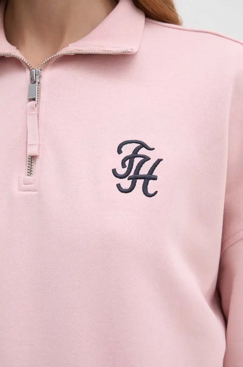 felpa in cotone donna colore rosa con applicazione WW0WW43337 miniatura 5