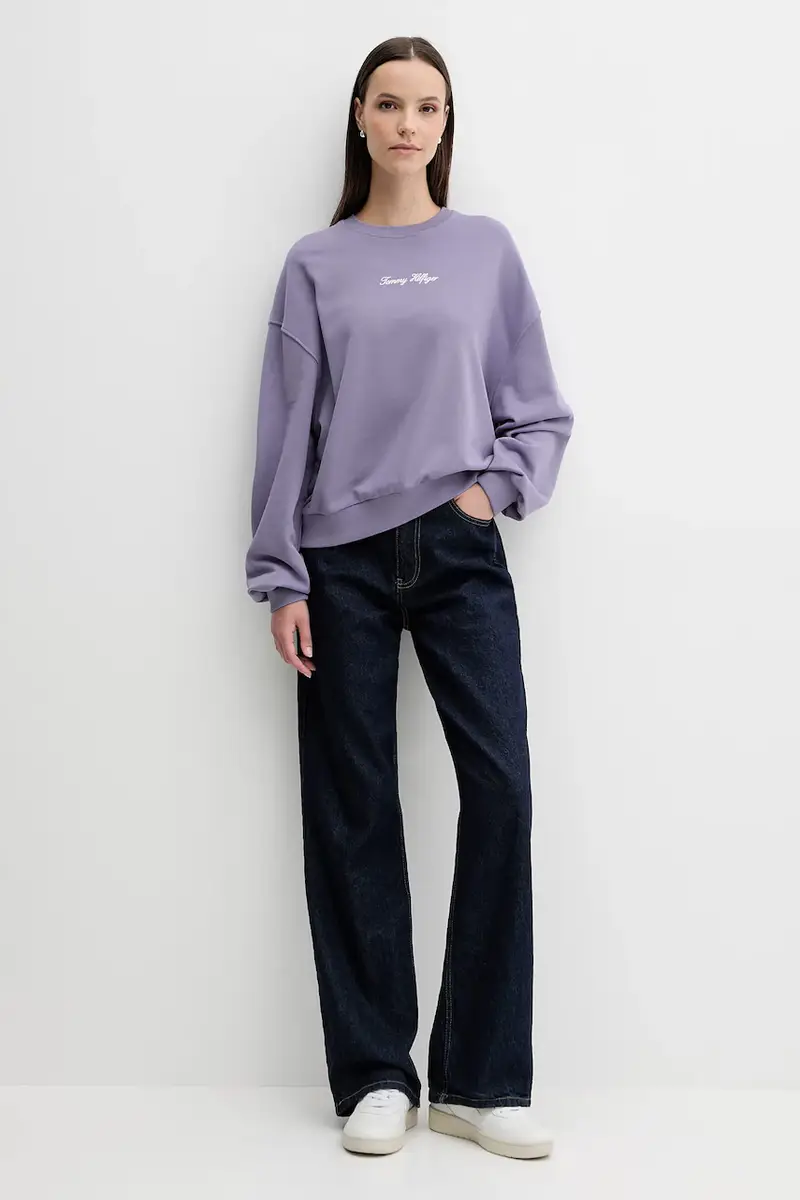 felpa in cotone donna colore violetto WW0WW48269 miniatura 2