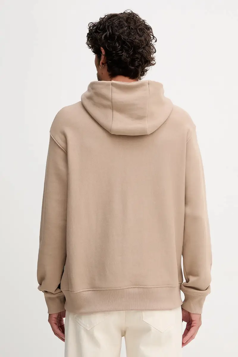 felpa in cotone uomo colore beige con cappuccio con applicazione MW0MW40066 miniatura 3