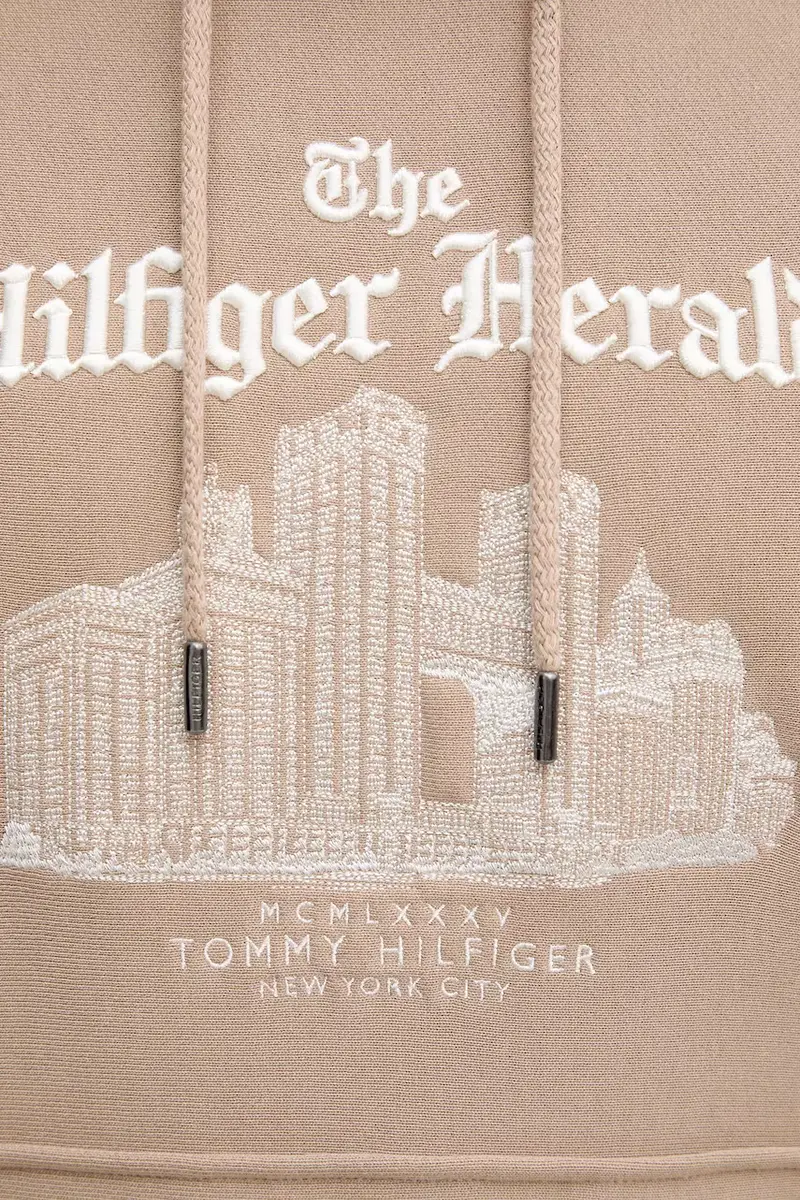 felpa in cotone uomo colore beige con cappuccio con applicazione MW0MW40066 miniatura 5