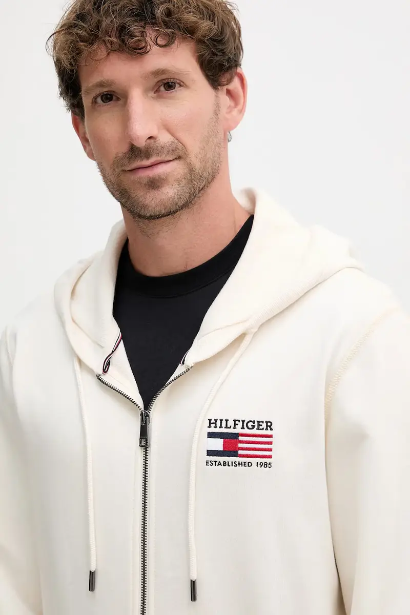 felpa in cotone uomo colore beige con cappuccio MW0MW39691 miniatura 3