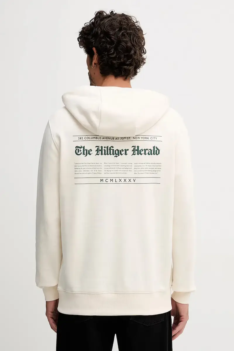 felpa in cotone uomo colore beige con cappuccio MW0MW40065 miniatura 3