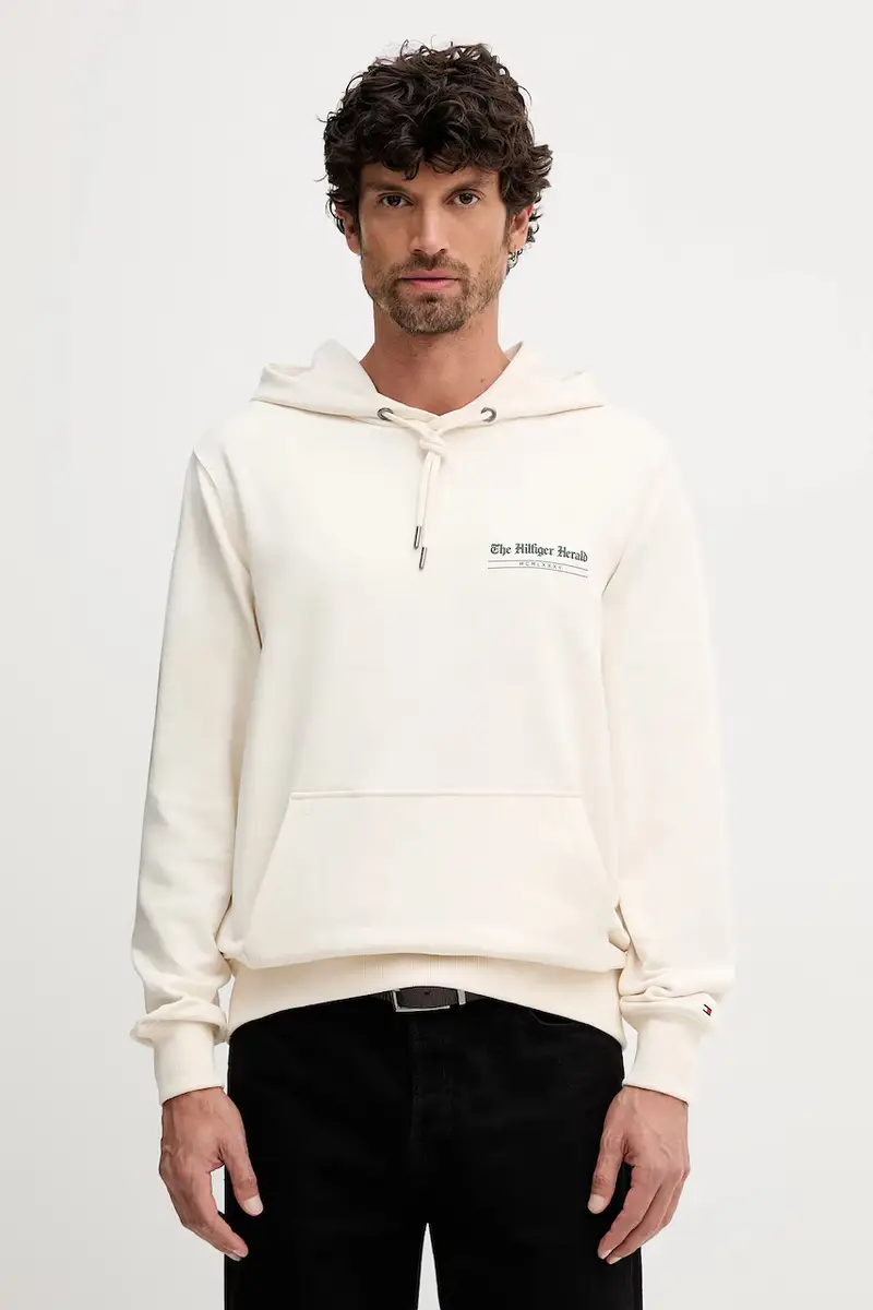 felpa in cotone uomo colore beige con cappuccio MW0MW40065