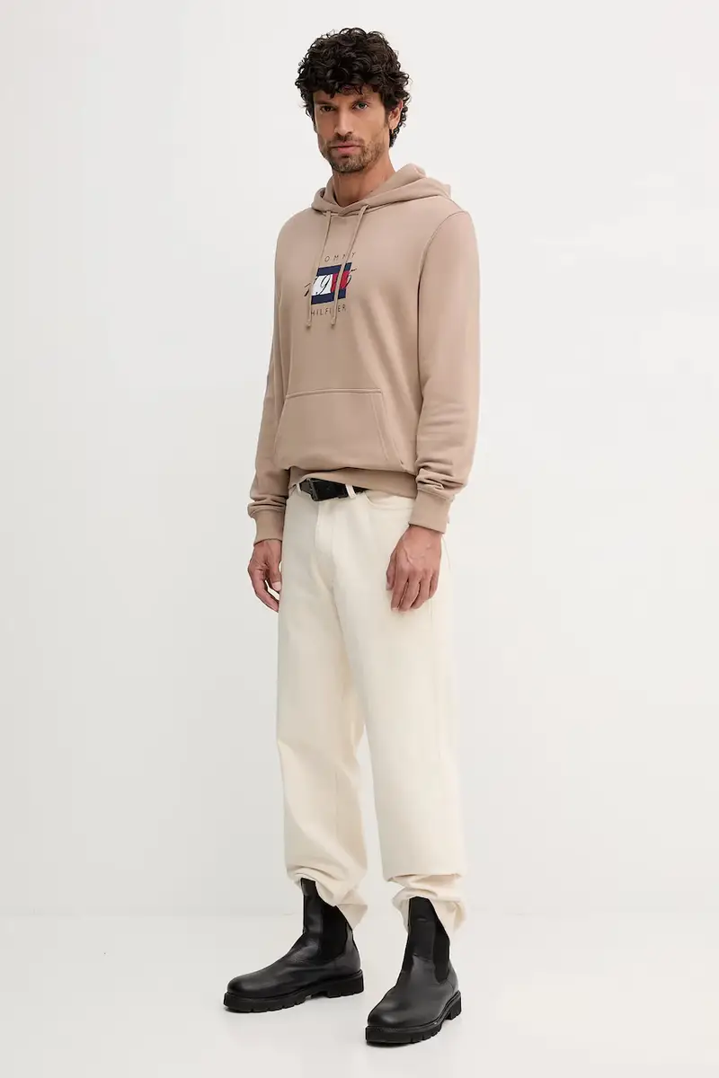 felpa in cotone uomo colore beige con cappuccio MW0MW41332 miniatura 2