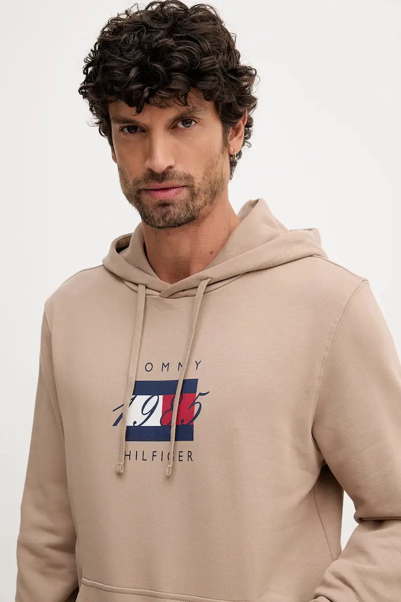 felpa in cotone uomo colore beige con cappuccio MW0MW41332 miniatura 4