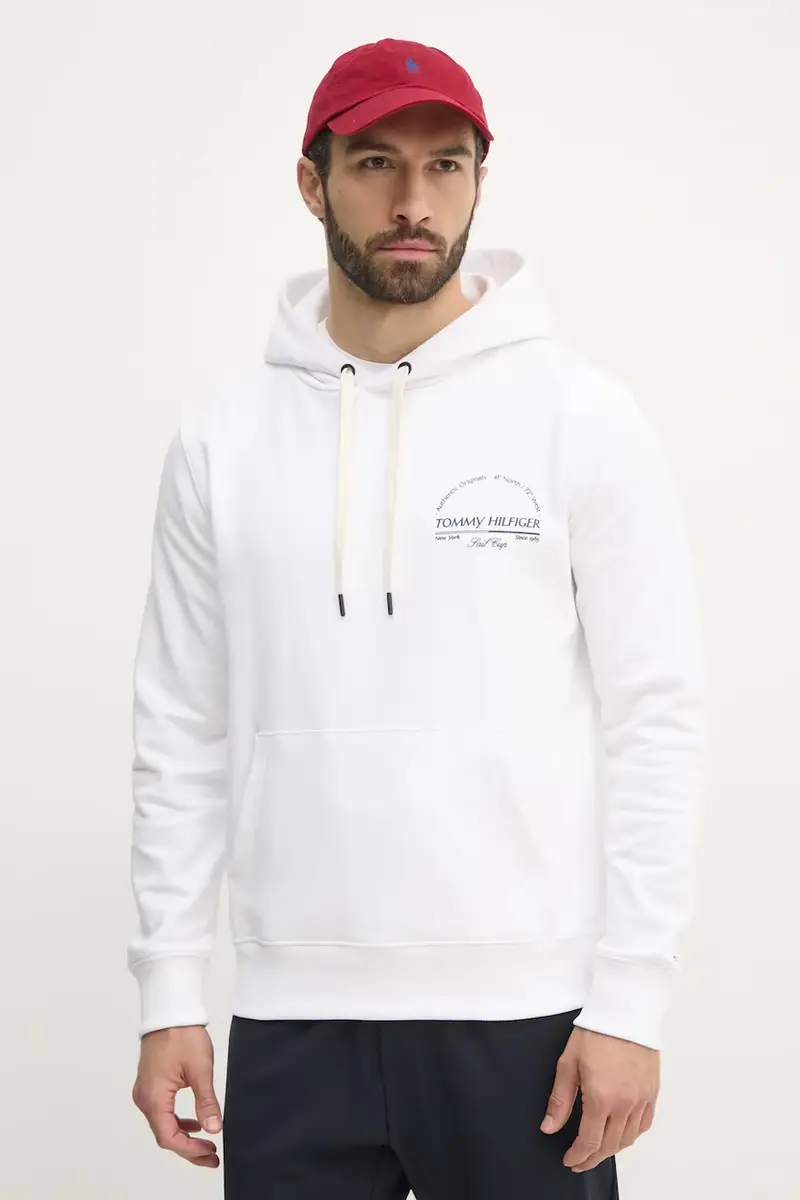 felpa in cotone uomo colore bianco con cappuccio MW0MW38671