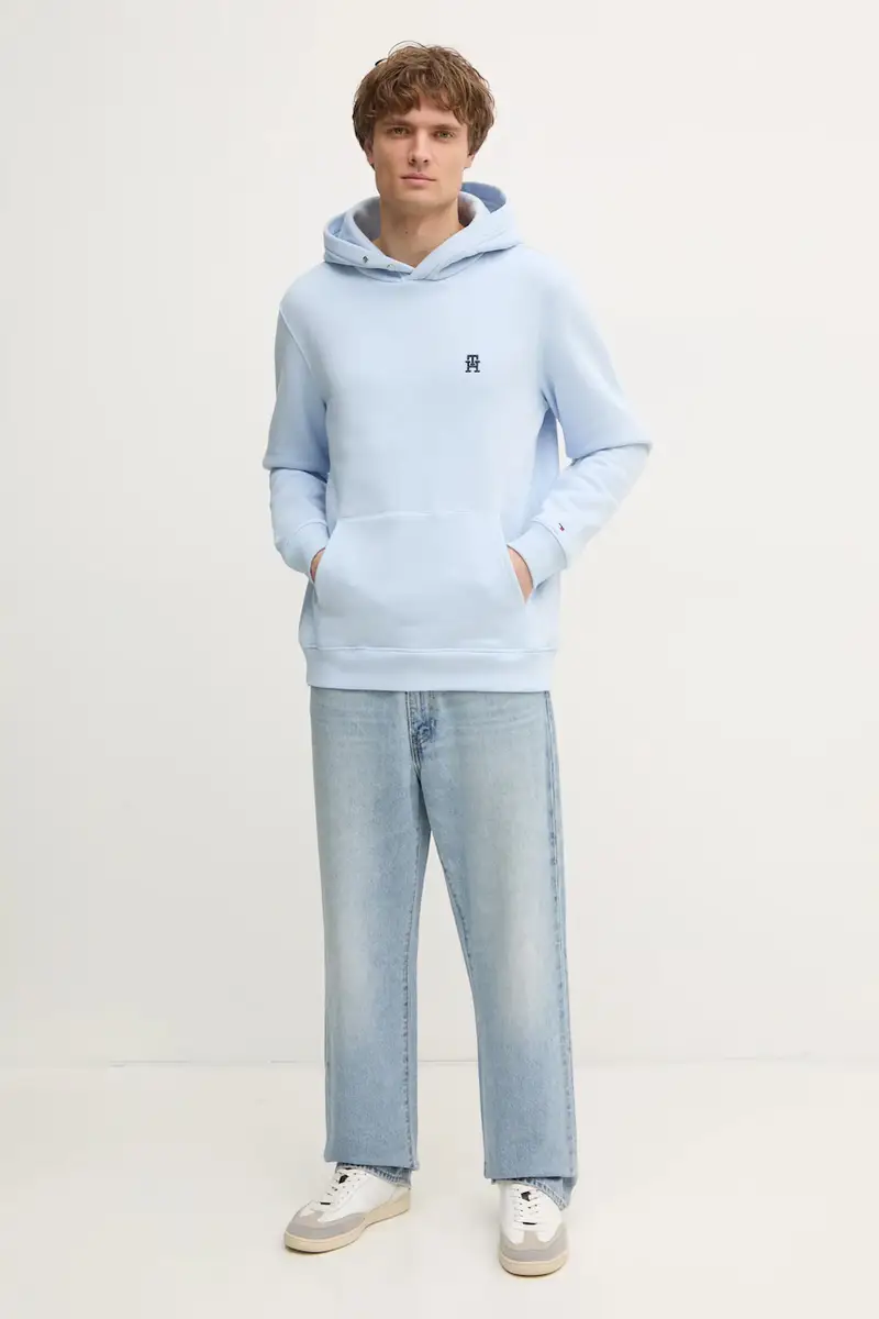 felpa in cotone uomo colore blu con cappuccio MW0MW37469 miniatura 2