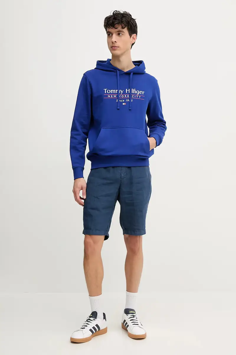 felpa in cotone uomo colore blu con cappuccio MW0MW38672 miniatura 2