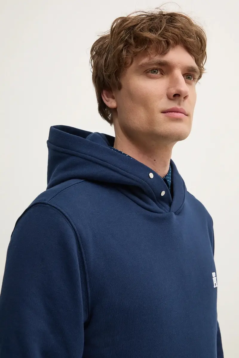 felpa in cotone uomo colore blu navy con cappuccio MW0MW37469 miniatura 4