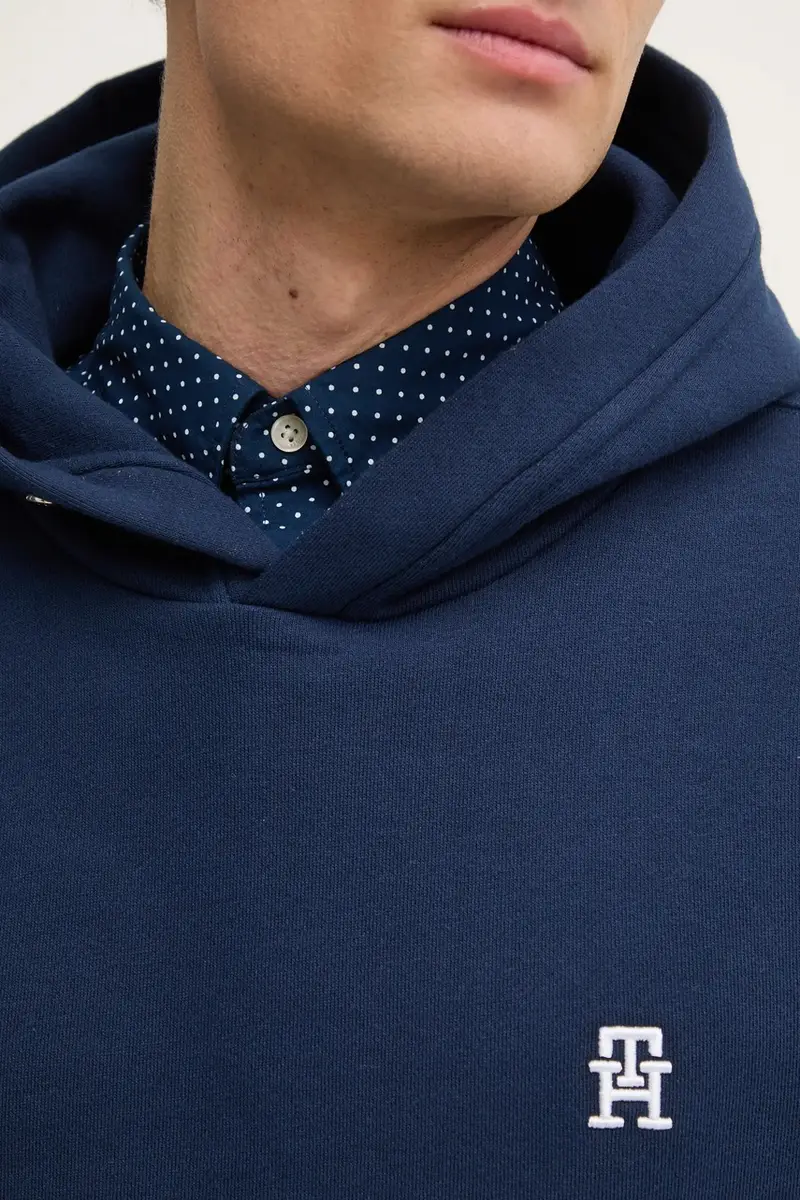 felpa in cotone uomo colore blu navy con cappuccio MW0MW37469 miniatura 5