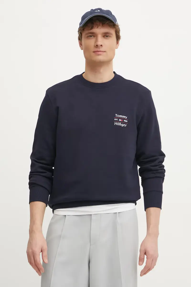 felpa in cotone uomo colore blu navy MW0MW38673