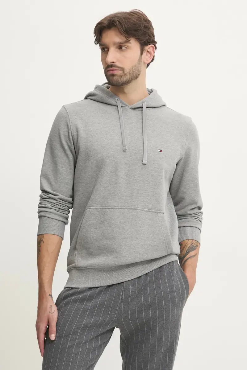 felpa in cotone uomo colore grigio con cappuccio MW0MW37235