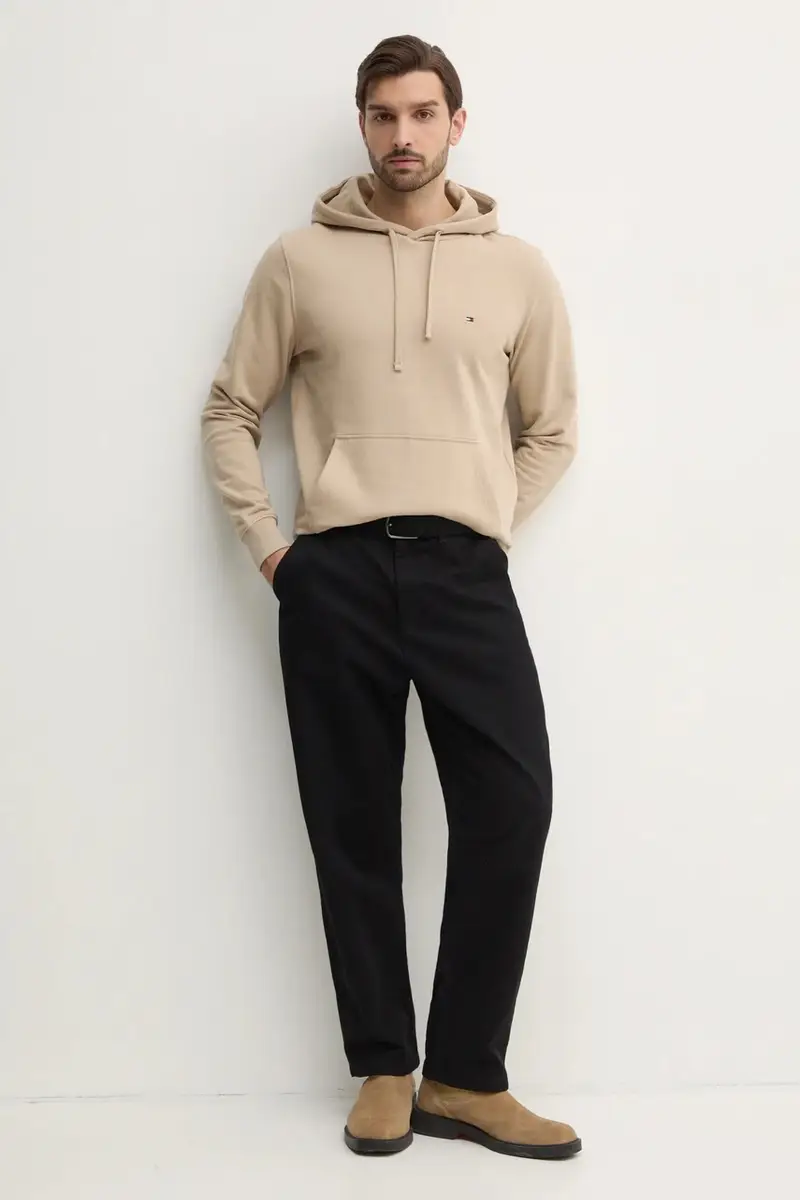 felpa in cotone uomo colore nero con cappuccio MW0MW37235 Beige miniatura 2