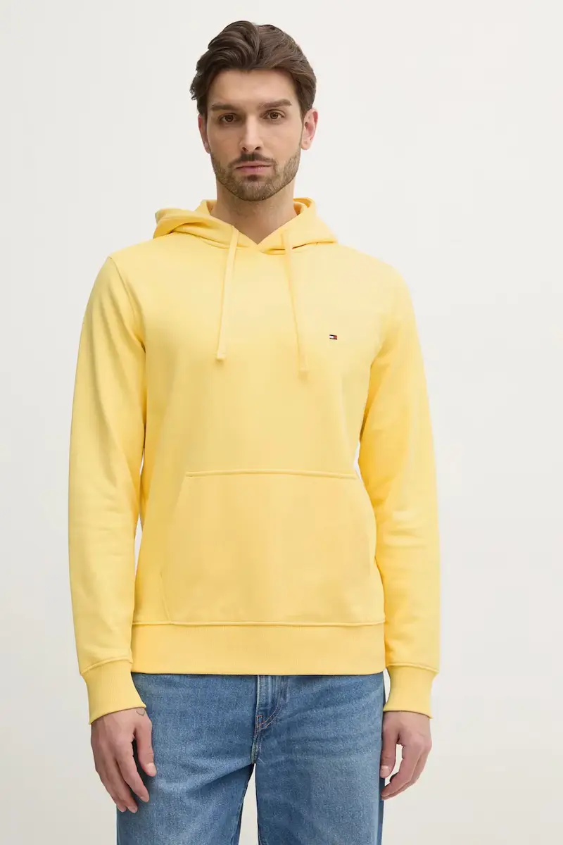 felpa in cotone uomo colore nero con cappuccio MW0MW37235 Giallo