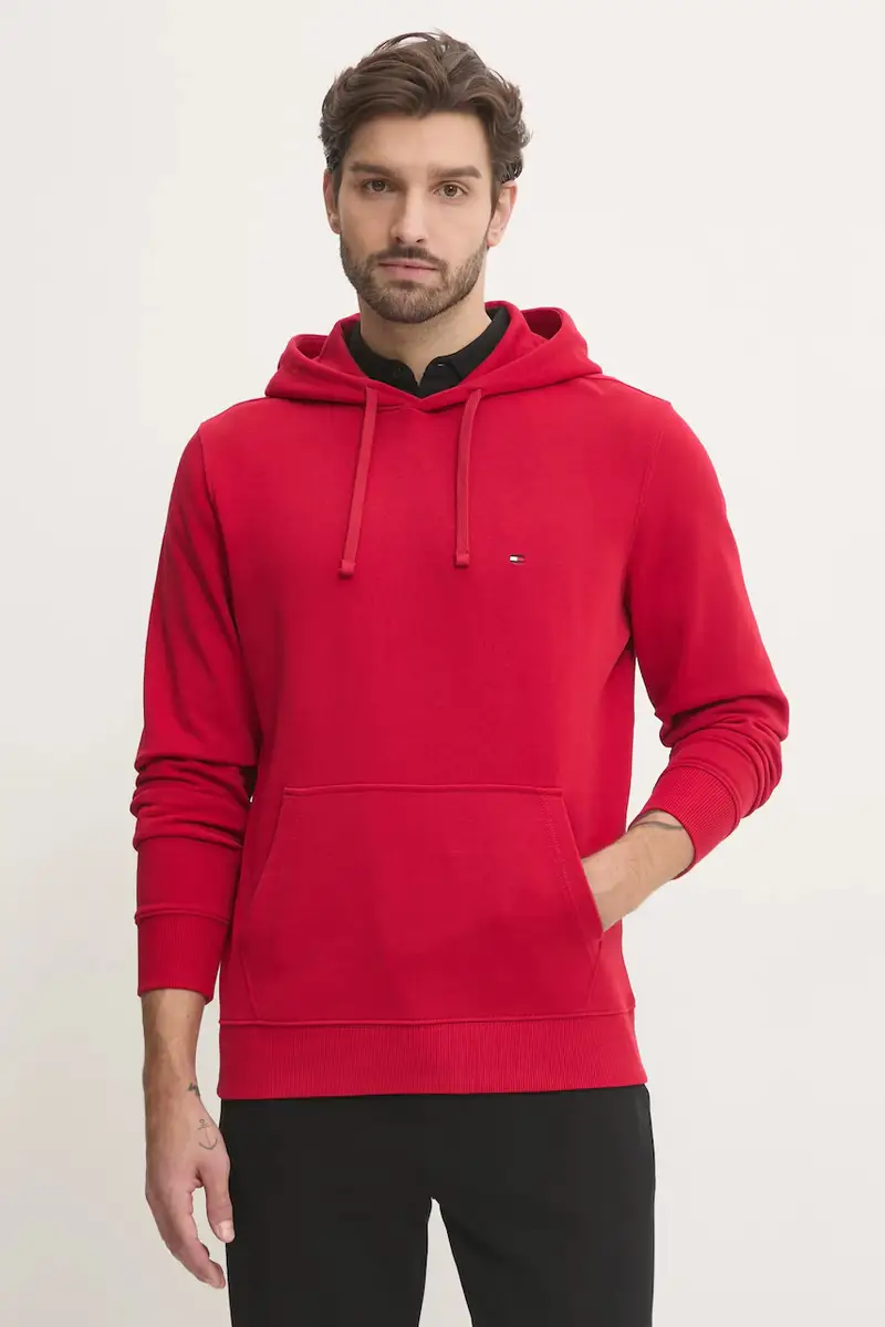 felpa in cotone uomo colore rosso con cappuccio MW0MW37235