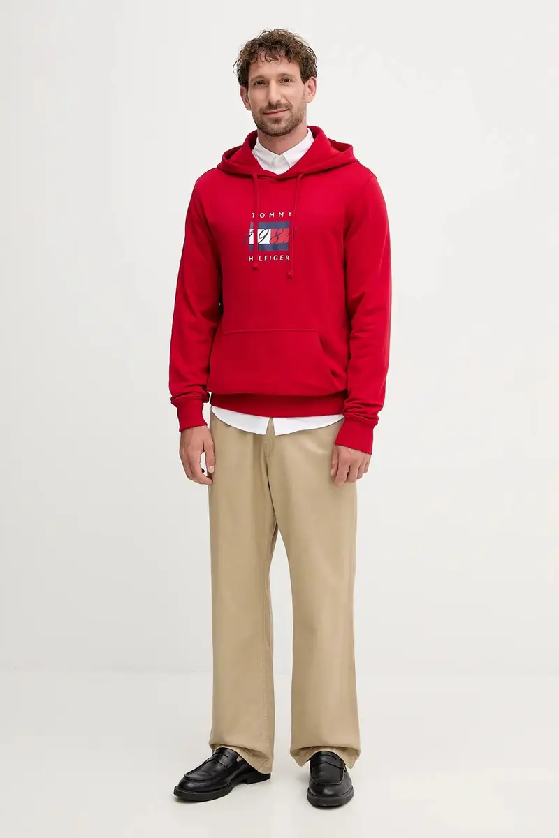 felpa in cotone uomo colore rosso con cappuccio MW0MW41332 miniatura 2