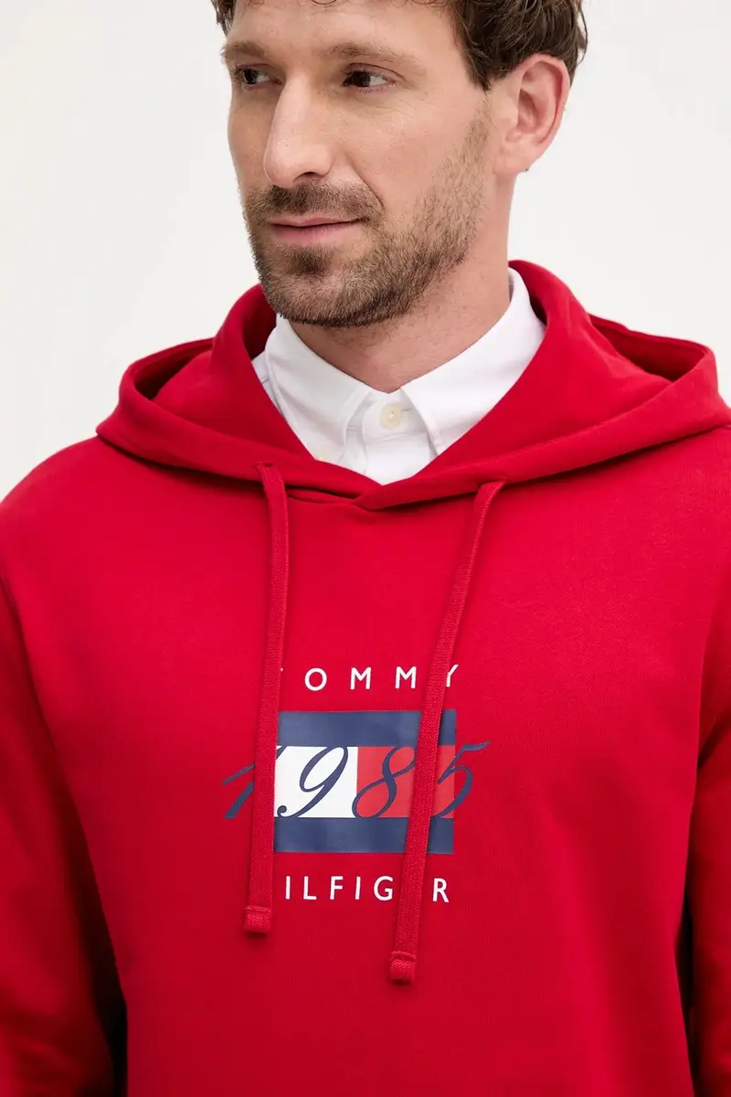 felpa in cotone uomo colore rosso con cappuccio MW0MW41332 miniatura 4