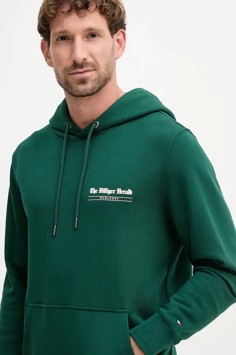 felpa in cotone uomo colore verde con cappuccio MW0MW40065 miniatura 4