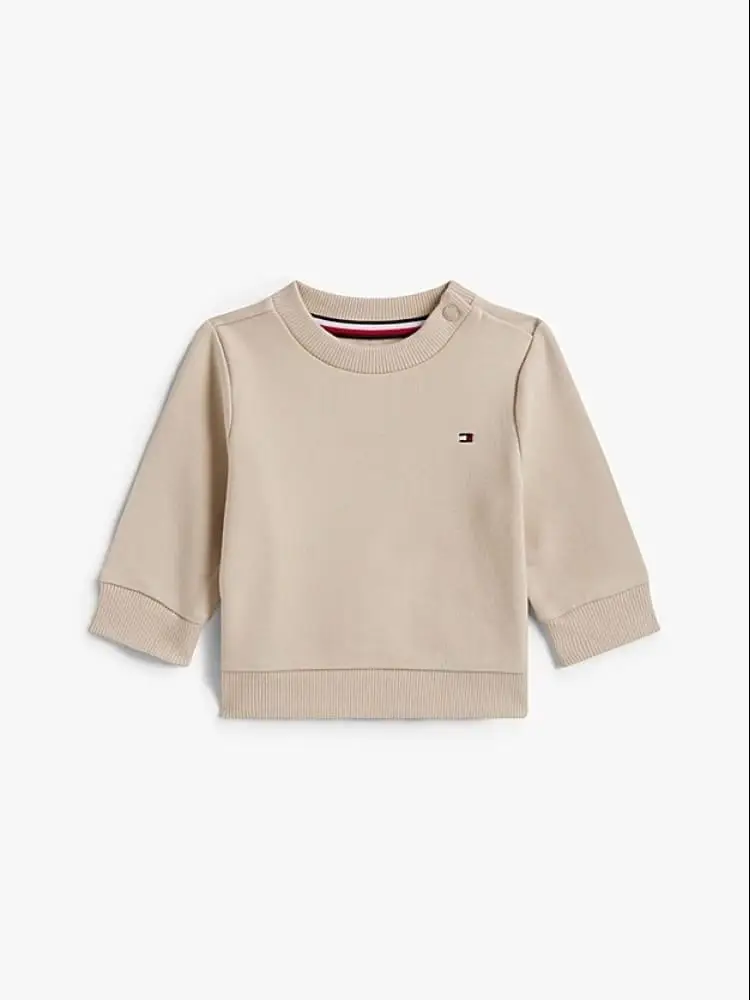 felpa infant essential con bandierina ricamata beige