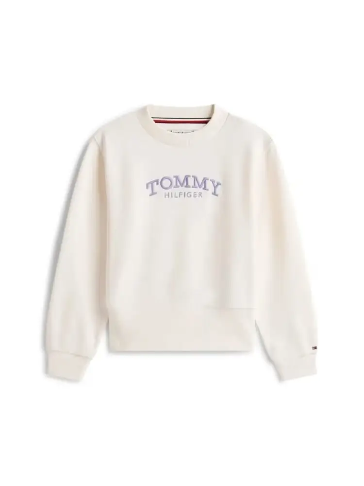 felpa kids/junior in cotone panna con logo frontale