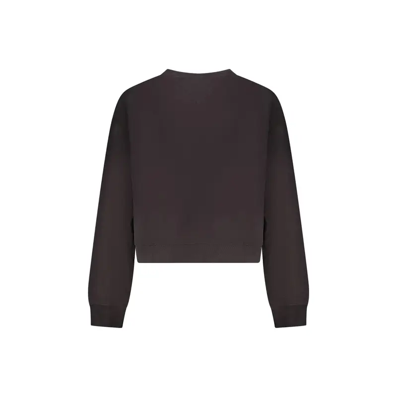 Felpa Maniche Lunghe Donna Nera Stampa in Rilievo Logo Nero miniatura 2