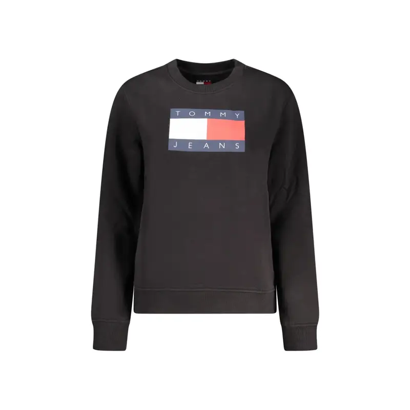 Felpa Maniche Lunghe Donna Nera Stampa Logo Nero