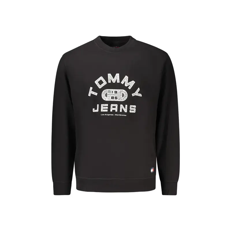 Felpa Maniche Lunghe Senza Zip Uomo Nera Stampa Logo Nero