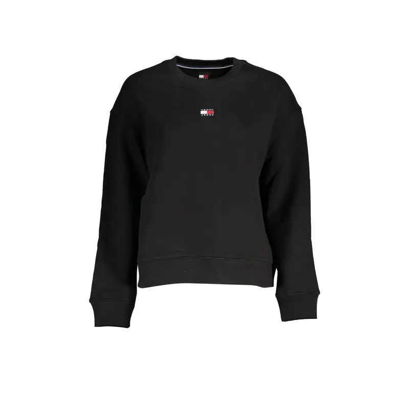 Felpa Maniche Lunghe Uomo Nera Ricamo Logo Nero