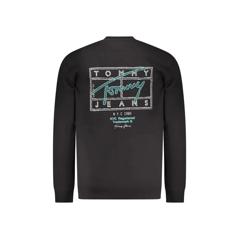 Felpa Maniche Lunghe Uomo Nera Stampa Logo Nero miniatura 2