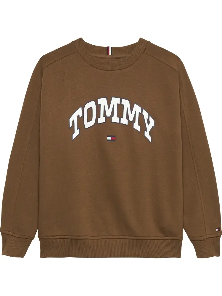 felpa marrone bambino in cotone maxi logo sul davanti