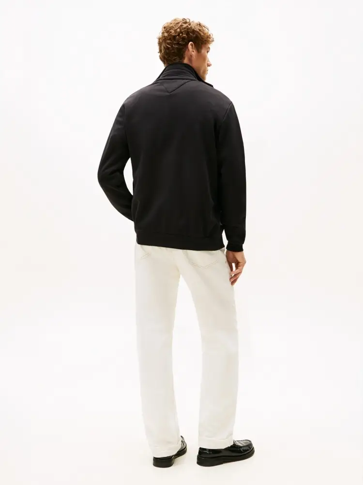 felpa nera uomo in cotone chiusura zip mini logo sul polso miniatura 3