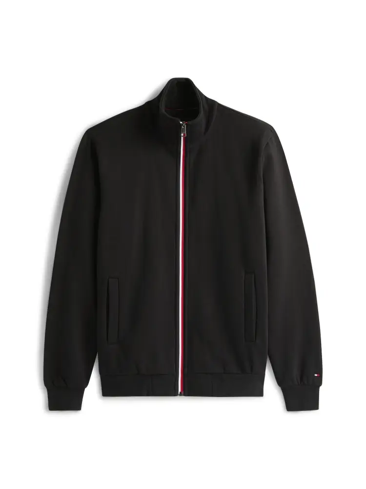 felpa nera uomo in cotone chiusura zip mini logo sul polso