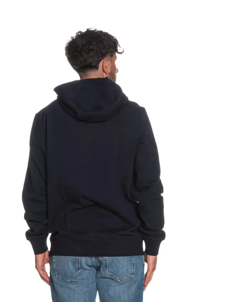 felpa nera uomo in cotone con cappuccio logo lettering sul davanti miniatura 2