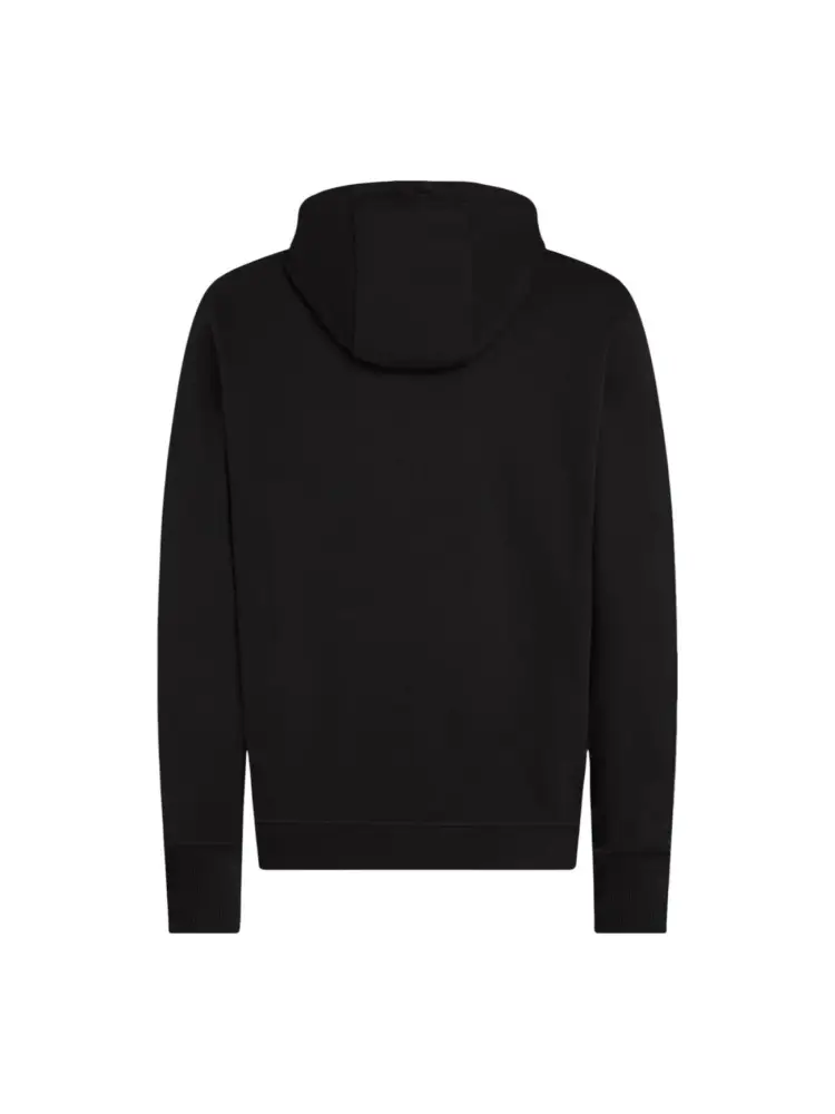 felpa nera uomo in cotone con cappuccio logo ricamato sul davanti miniatura 2