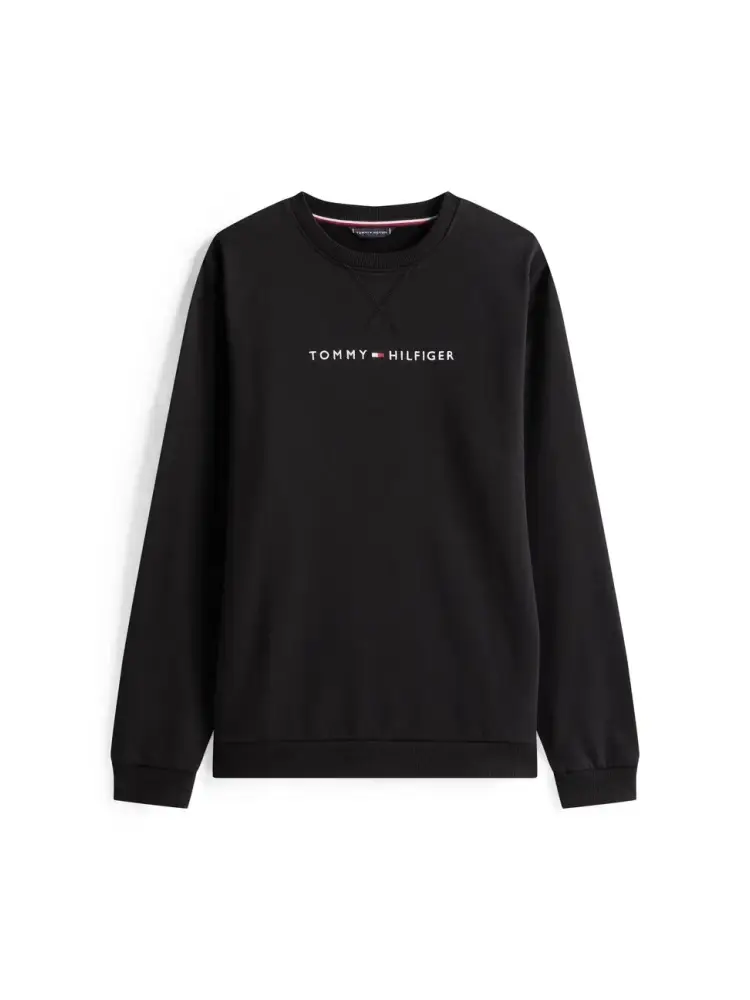 felpa nera uomo in cotone girocollo logo lettering sul davanti