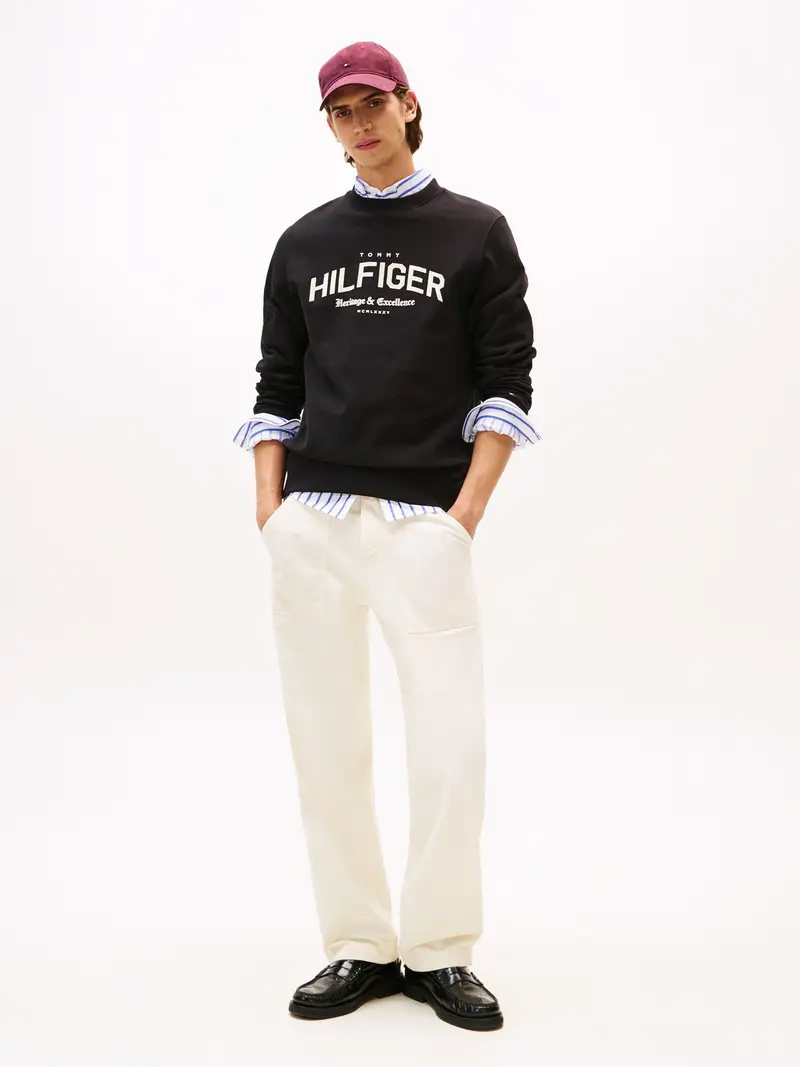 TOMMY HILFIGER Felpa nero / bianco lana miniatura 3