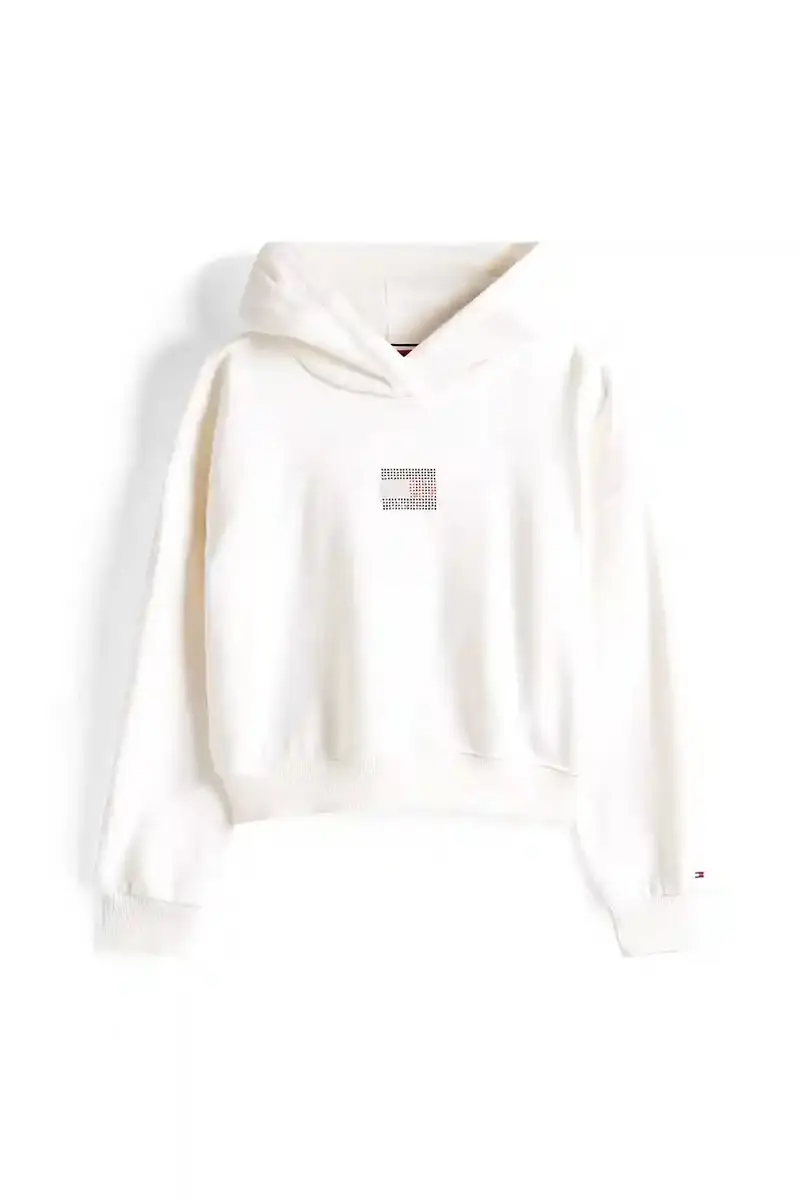 felpa per bambini colore bianco con cappuccio con applicazione KG0KG09016 miniatura 2