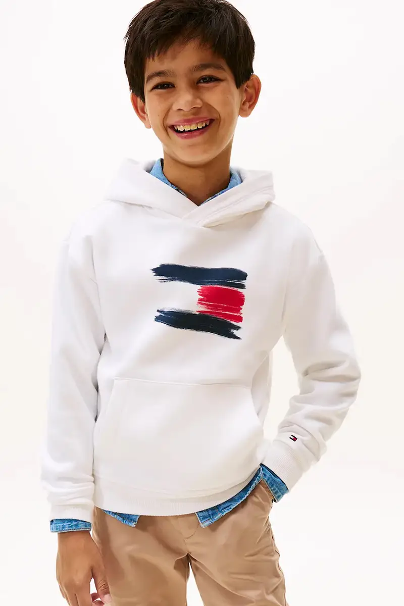 felpa per bambini colore bianco con cappuccio KB0KB10112